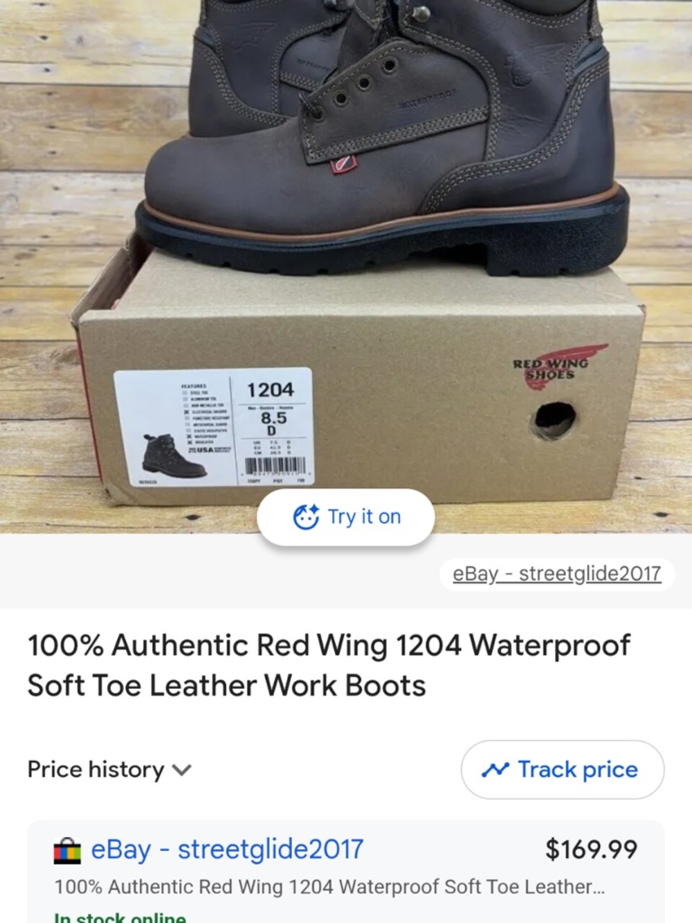 Red Wing Shoes Brown 1204 Waterproof Soft Toe Work Boots